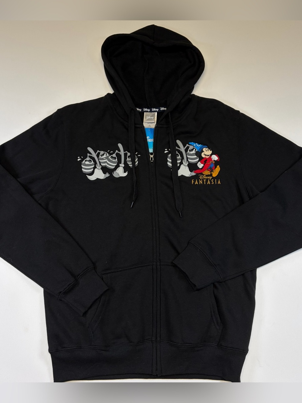 DISNEY FANTASIA SORCERER MICKEY FULL ZIP HOODIE BLACK UNISEX MEDIUM NWT